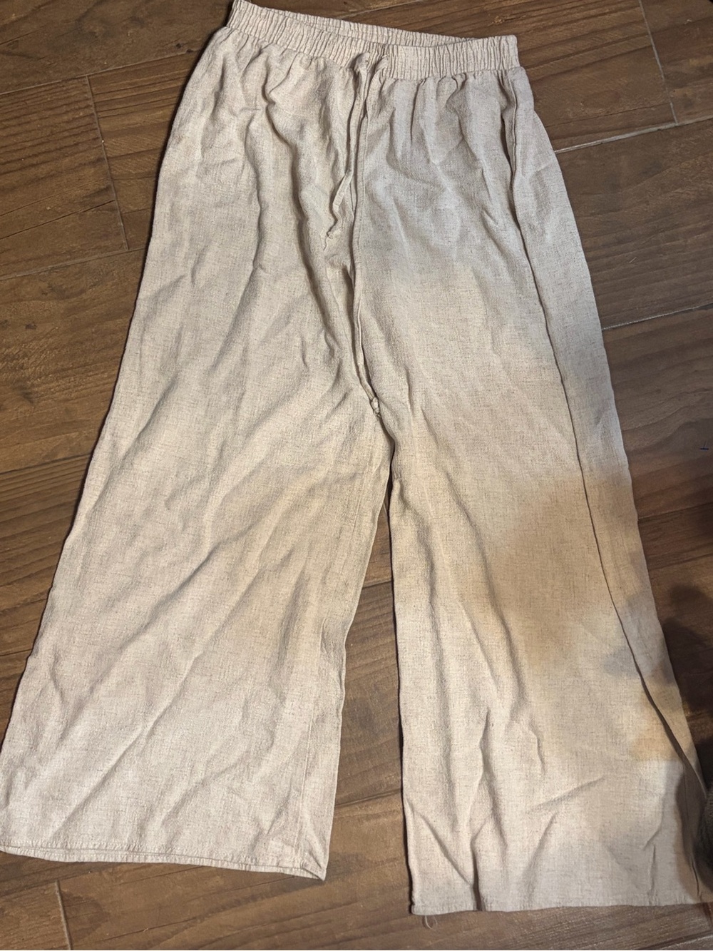 Altar'd State Cream Wide-Leg Drawstring Chinos